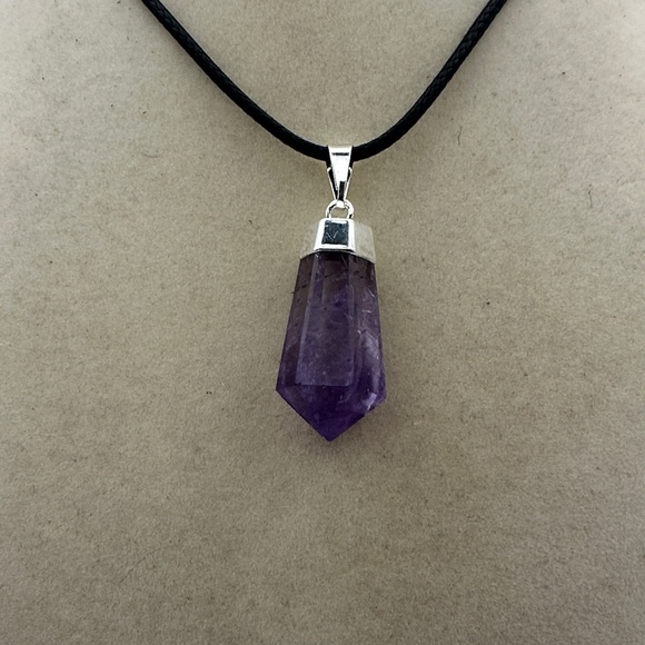 Amethyst Point Pendant on Rope - Picture 2 of 6